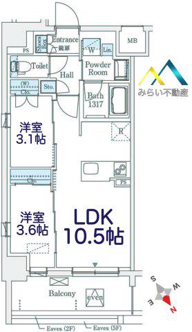 エル・セレーノ横浜(2LDK/4階)の間取り写真
