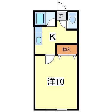 ピースフル萌(1K/1階)の間取り写真