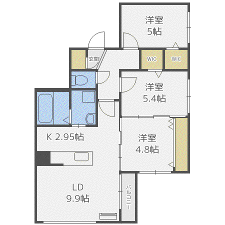 アジュールコートS7(3LDK/2階)の間取り写真