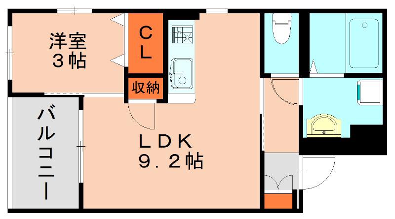 モンフレール原町駅前(1LDK/5階)の間取り写真