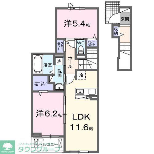 フォンド(2LDK/2階)の間取り写真