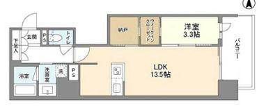 RJRプレシア南堀江(1SLDK/4階)の間取り写真