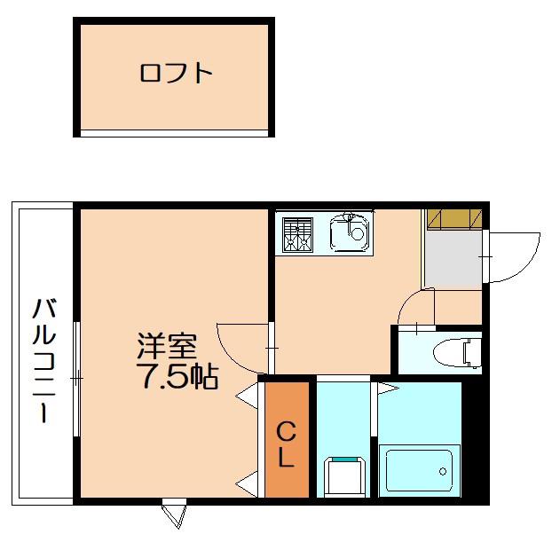 ピア門松A棟(1K/1階)の間取り写真