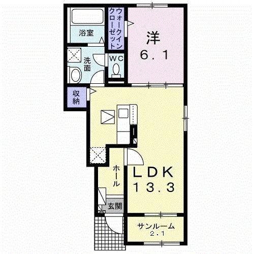 ベルメゾンDR(1LDK/1階)の間取り写真