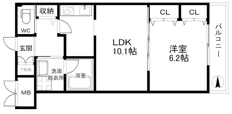 MAYFER(1LDK/2階)の間取り写真