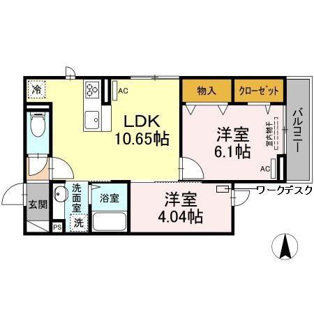 レジリエンス下赤塚(2LDK/3階)の間取り写真