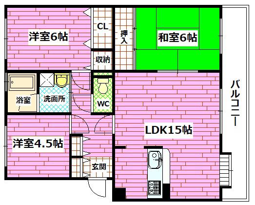 第2ファミーユ半田(3LDK/1階)の間取り写真