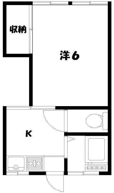 若葉荘(1K/1階)の間取り写真