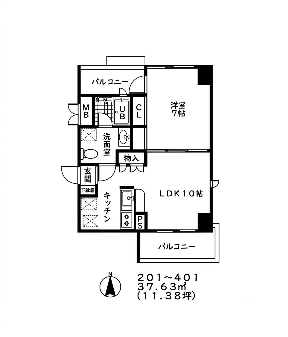 ヘリテージTガーデン(1LDK/4階)の間取り写真