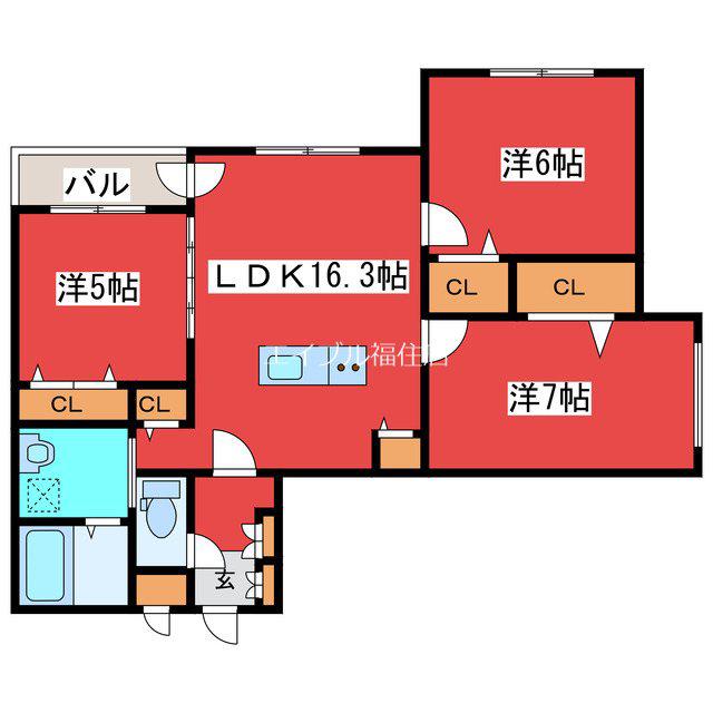 RESIDENC SAPPORO T-1X(3LDK/2階)の間取り写真