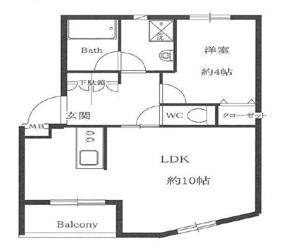 ウィステリア渋谷(1LDK/4階)の間取り写真