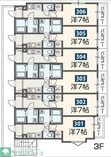 MELDIA長沼II(1K/3階)の間取り写真