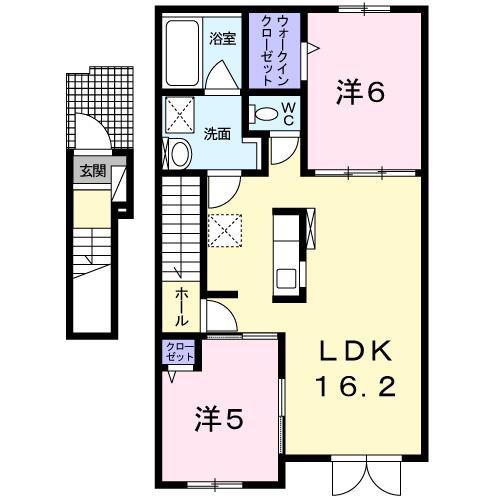 ピスケス(2LDK/2階)の間取り写真