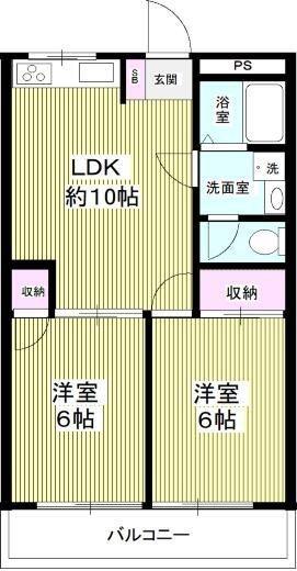 ダイキビル(2LDK/4階)の間取り写真
