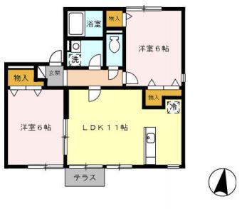 パインヒル(2LDK/1階)の間取り写真