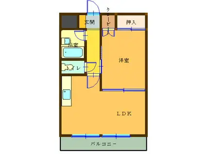 北熊本ビル(1LDK/3階)の間取り写真