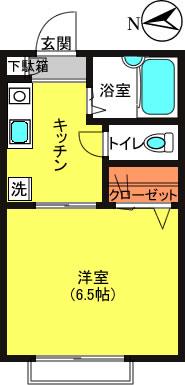 パシオーネ長崎(1K/2階)の間取り写真