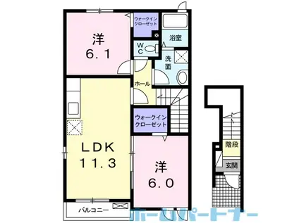 ベルコート桜A(2LDK/2階)の間取り写真