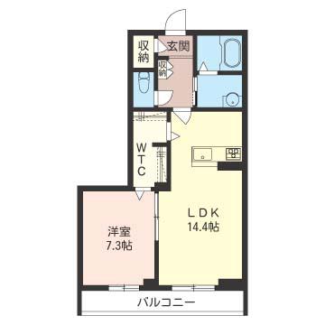 シャーメゾン ベルハーツ(1LDK/1階)の間取り写真