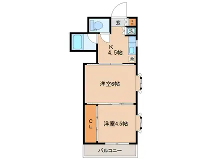 シャングリラ高松(2DK/4階)の間取り写真