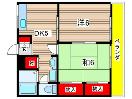 ハイデンスカトー(2DK/3階)の間取り写真