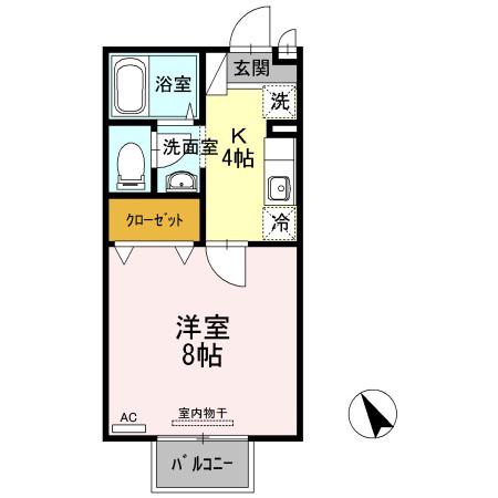 セジュールたかなわII(1K/2階)の間取り写真