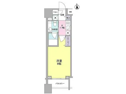 パークフラッツ中目黒(1K/2階)の間取り写真