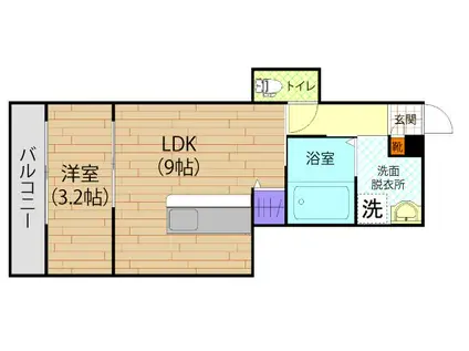 ドレッセ草牟田(1LDK/4階)の間取り写真