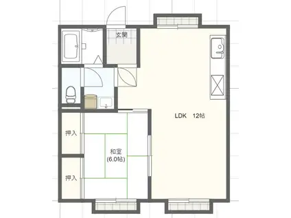 鳩岡マンション(1LDK/3階)の間取り写真