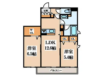 シャーメゾン フォルトゥーナ(2LDK/2階)の間取り写真