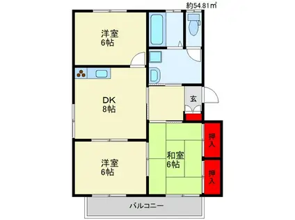 ヴァルト椋本(3DK/1階)の間取り写真