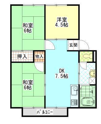 パナハイツ高尾B(3DK/1階)の間取り写真