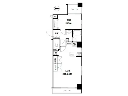 ドマーニ両国III(1LDK/3階)の間取り写真