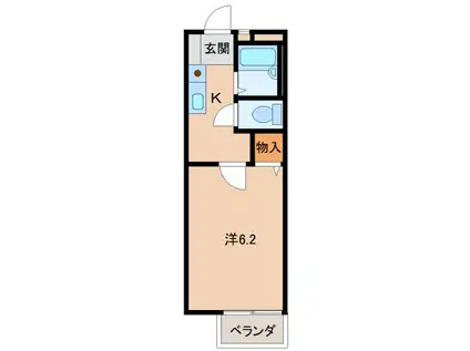スーパーハイツ黒田(1K/1階)の間取り写真