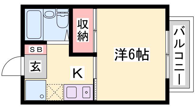 レッセフェール新在家(1K/2階)の間取り写真