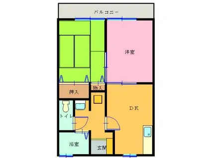 笹原田中アパート(2DK/2階)の間取り写真