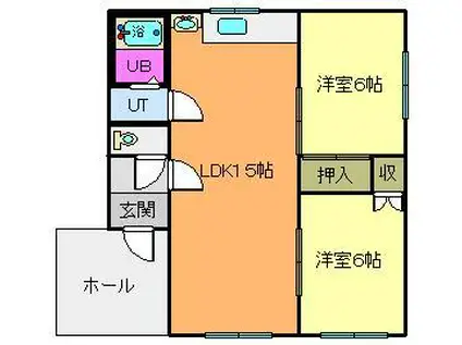 フラワーマンション2号館(2LDK/2階)の間取り写真
