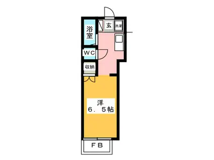 アカツキハイム(ワンルーム/1階)の間取り写真