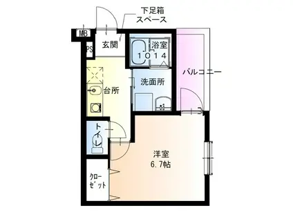 フジパレス尼崎東園田ウエスト(1K/2階)の間取り写真