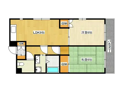 ルネッサンス武庫之荘(2LDK/1階)の間取り写真