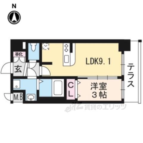 プレサンス THE KYOTO 澄華(1LDK/1階)の間取り写真