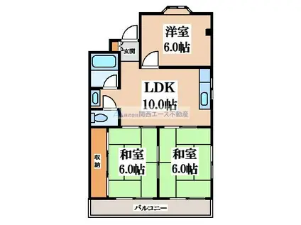 ピア鷹殿(3LDK/3階)の間取り写真