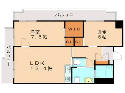 セントロイヤル新飯塚駅(2LDK/2階)の間取り写真