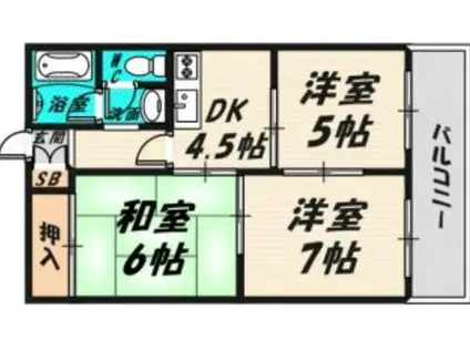 ホワイトハイツエレベーター有(3DK/5階)の間取り写真