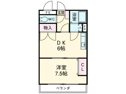エクセル伸栄(1DK/2階)の間取り写真