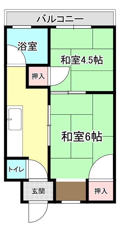 グリーンハイム大和(2K/2階)の間取り写真