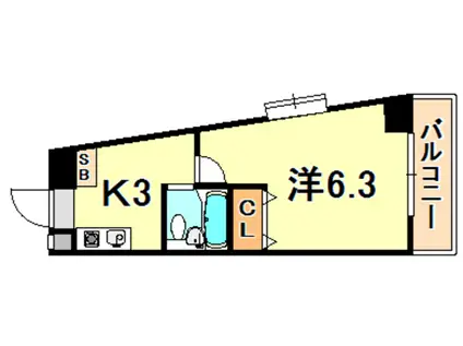 YKハイツ明舞(1K/4階)の間取り写真