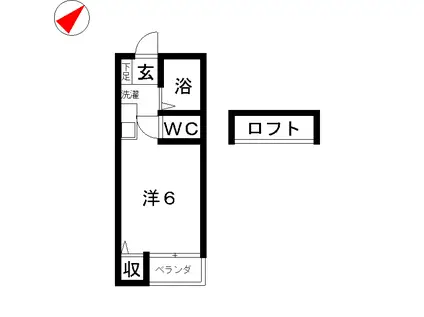 しゃんぶるみお(ワンルーム/2階)の間取り写真