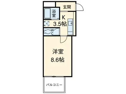 稲川うおとう(1K/4階)の間取り写真
