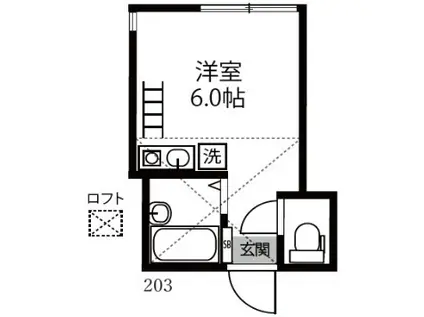 ユナイトカーサ川崎大師(ワンルーム/2階)の間取り写真